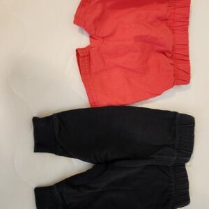 3 Month Old Baby Carter's Red Shorts and Black Pants